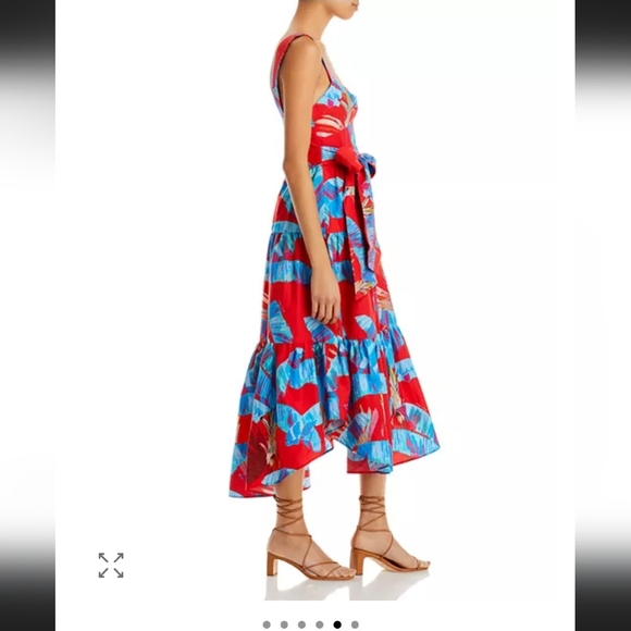 NWOT FARM RIO SWEET JUNGLE COTTON MIDI DRESS. SZ:M - Picture 5 of 13
